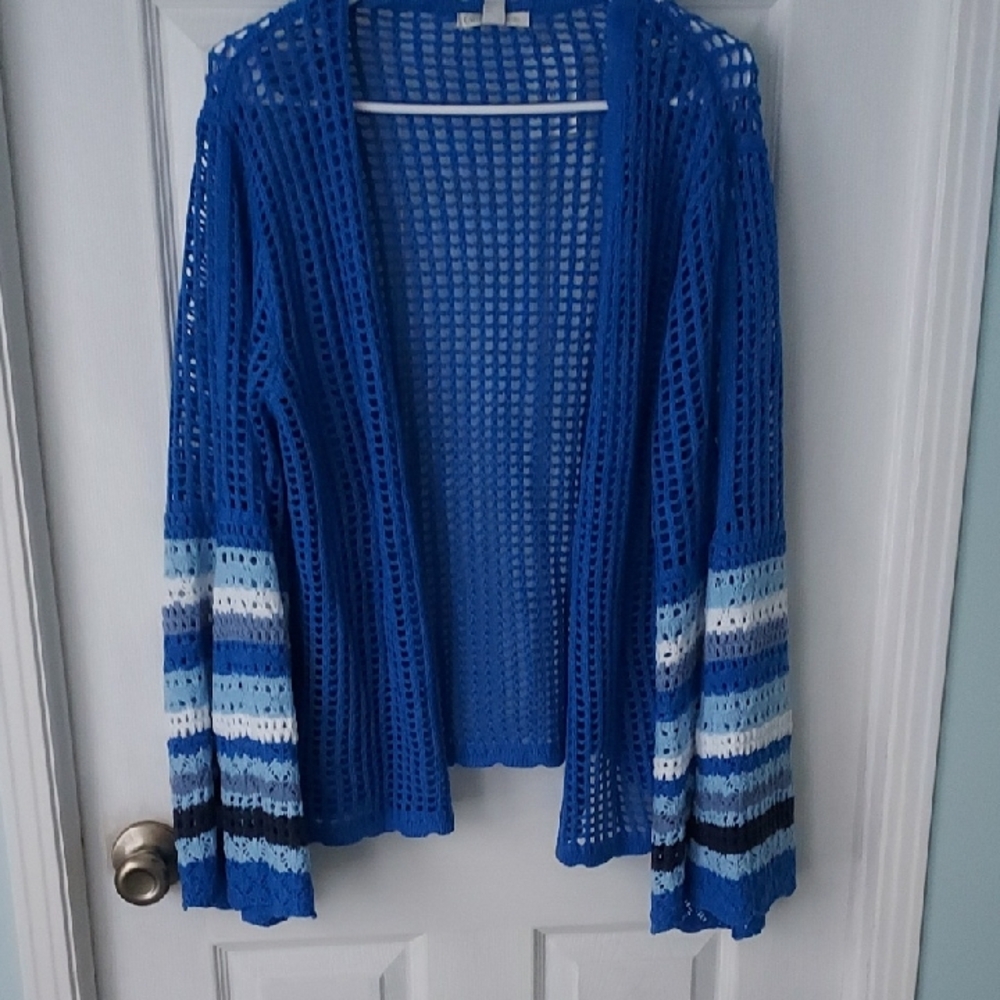 Blue Open-Knit Women's Sweater